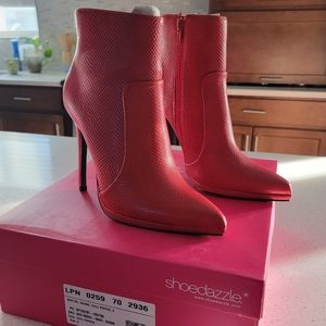 Red pointed toe bootie